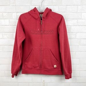 Vintage Y2K Carhartt Spell out Embroidered Full Zip Women's Sweatshirt Size Med